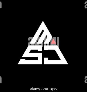 Logo MSJ a lettera triangolare con forma a triangolo. Monogramma di design con logo triangolare MSJ. Modello di logo vettoriale triangolare MSJ di colore rosso. MSJ triangul Illustrazione Vettoriale