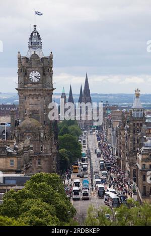 Princess Street Edimburgo Scozia dall'alto Foto Stock