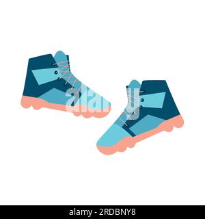 Illustrazione vettoriale delle sneakers. Sneaker in stile cartone animato. Logo sneaker Store. scarpe sportive. Banner casual alla moda Illustrazione Vettoriale
