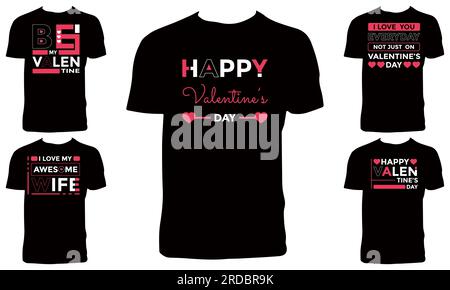 Pacchetto T-shirt di San Valentino con design Illustrazione Vettoriale