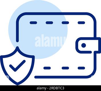 Astuccio e scudo. Transazioni di pagamento sicure. Icona Pixel Perfect Illustrazione Vettoriale
