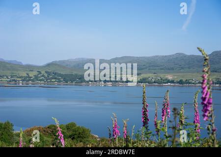 Lochcarron vista da Loch Carron, Wester Ross, Highland, Scozia, Regno Unito. Foto Stock