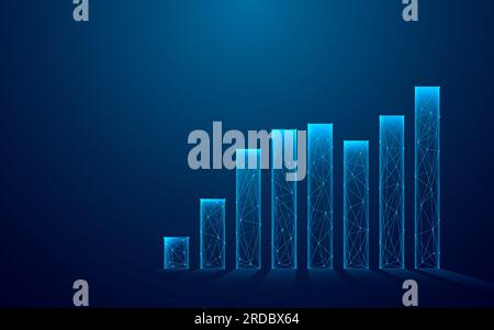 Grafico digitale GROW in blu su sfondo tecnologico. Illustrazione Vettoriale
