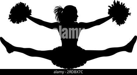 Cheerleader donna che salta la silhouette. Illustrazione vettoriale Illustrazione Vettoriale