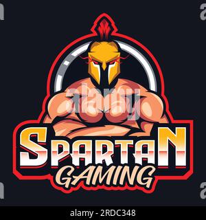 Logo Spartan Gaming Mascot Logo Spartan Worrier Logo Fighter Logo Sparta Illustrazione Vettoriale