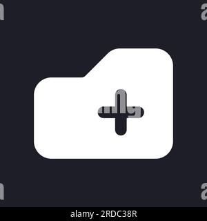 Icona dell'interfaccia utente glyph in modalità scura per l'aggiunta alla cartella Illustrazione Vettoriale