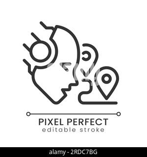 L'intelligenza artificiale guida l'icona lineare perfetta dei pixel Illustrazione Vettoriale
