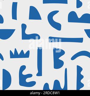 Matisse modello astratto senza cuciture. Forme organiche e geometriche su sfondo beige. Sfondo vettoriale ingenuo in stile minimalista e alla moda. Semplice collage artistico Illustrazione Vettoriale