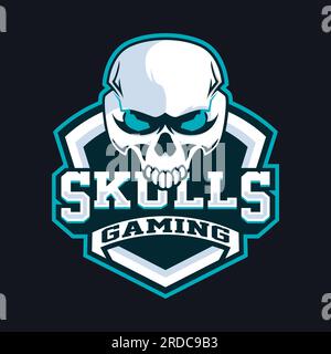 Logo Skull Gaming Mascot Design testa Skull Gaming Logo testa Skull Gaming Skull Head Illustrazione Vettoriale