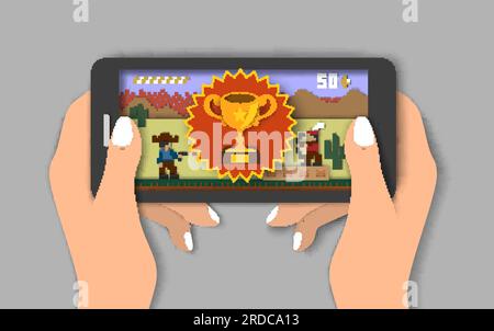 Giochi per dispositivi mobili, illustrazione del design vettoriale in stile piatto Illustrazione Vettoriale