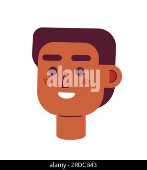 Eccitato uomo afro-americano testa di carattere vettoriale semi piatto Illustrazione Vettoriale
