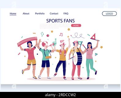 Modello di progettazione della landing page del sito Web vettoriale per gli appassionati di sport Illustrazione Vettoriale