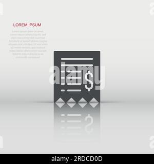 Controllare il denaro icona in stile appartamento. Assegni illustrazione vettoriale bianco su sfondo isolato. Voucher per finanziare la concezione di business. Illustrazione Vettoriale