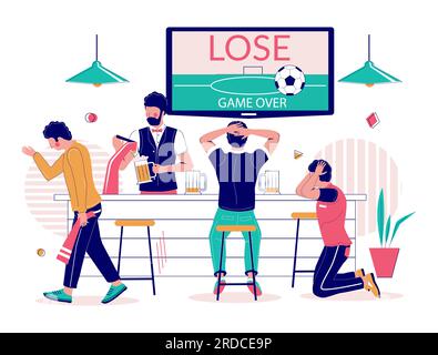 Partita di calcio persa, illustrazione del design piatto vettoriale Illustrazione Vettoriale