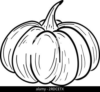 disegna la linea della palla di zucca per halloween Illustrazione Vettoriale