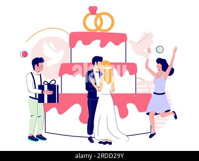 Concetto vettoriale per torte nuziali per banner Web, pagina del sito Web Illustrazione Vettoriale