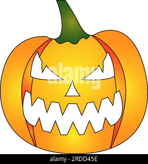 Illustrazione vettoriale di una zucca arancione di Halloween. Vacanze autunnali. Primo piano isolato su sfondo trasparente eps Illustrazione Vettoriale