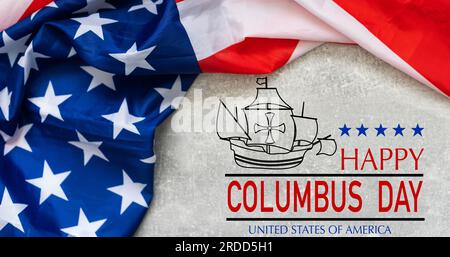 Festività nazionale USA . GIORNO DI COLUMBUS. illustrazione 3d. Foto Stock