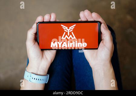 Brasile. 20 luglio 2023. In questa immagine, il logo MYAirline visualizzato su uno smartphone. (Immagine di credito: © Rafael Henrique/SOPA Images via ZUMA Press Wire) SOLO USO EDITORIALE! Non per USO commerciale! Foto Stock