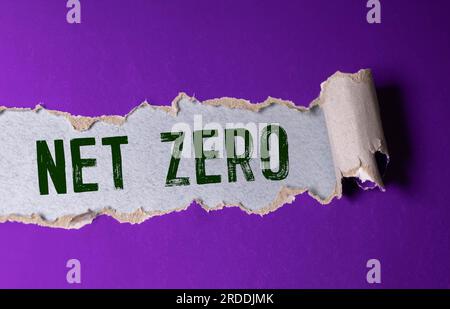 Testo a emissioni zero nette scritto con una macchina da scrivere Foto Stock
