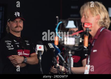 Budapest, Ungheria - 20 LUGLIO 2023, #77 Valtteri Bottas (fin, Alfa Romeo), giornata dei media all'Hungaroring Foto Stock