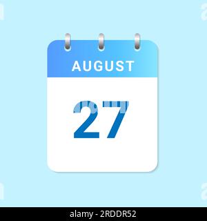Calendario giornaliero del 27 agosto del mese su nota di white paper. vettore Illustrazione Vettoriale