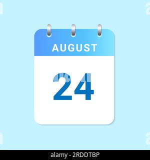 Calendario giornaliero del 24 agosto su nota di white paper. vettore Illustrazione Vettoriale