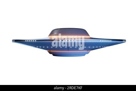 Navicelle spaziali UFO di fantascienza, rendering 3D. Disegno digitale. Foto Stock