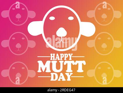 Illustrazione vettore Happy Mutt Day. Concetto di vacanza. Modello per sfondo, banner, scheda, poster con iscrizione di testo. Illustrazione Vettoriale
