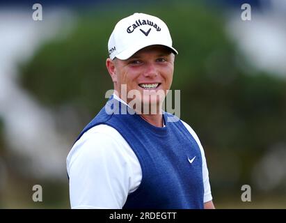 L'inglese Callum Shinkwin durante il secondo giorno dell'Open al Royal Liverpool, Wirral. Data immagine: Venerdì 21 luglio 2023. Foto Stock