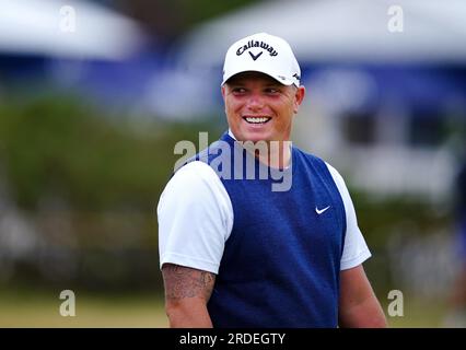 L'inglese Callum Shinkwin durante il secondo giorno dell'Open al Royal Liverpool, Wirral. Data immagine: Venerdì 21 luglio 2023. Foto Stock