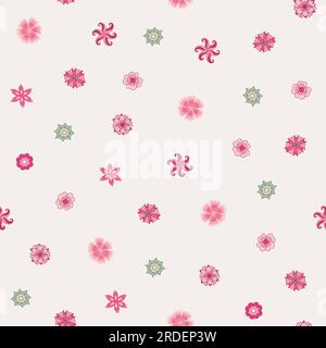 Fantasia floreale con motivo senza cuciture. Disegnato a mano, retrò, vintage. Illustrazione Vettoriale