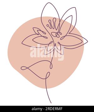 Fiore minimalista disegnato in linea continua arte Illustrazione Vettoriale