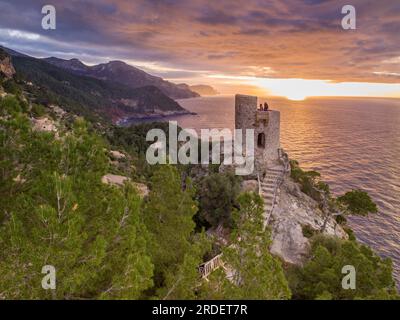 Torre des Verger, Mirador de ses Ànimes, Banyalbufa, area naturale della Serra de Tramuntana, Mallorca, Isole Baleari, Spagna Foto Stock