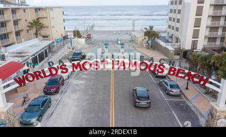 24 gennaio 2020, Daytona Beach, Florida, USA: Vista aerea della città di Daytona Beach, Florida, The Worlds Greatest Beach Foto Stock