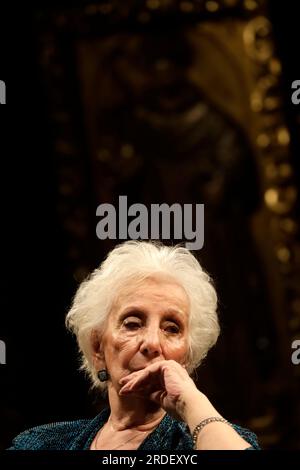 Non esclusiva: 20 luglio 2023, città del Messico, Messico: Estela de Carlotto, fondatrice e presidente delle "nonne di May Plaza" al Sor Juana Clois Foto Stock