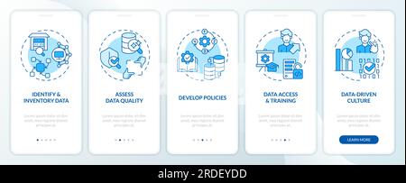 Concetto blu di democratizzazione dei dati con icone a linee sottili Illustrazione Vettoriale