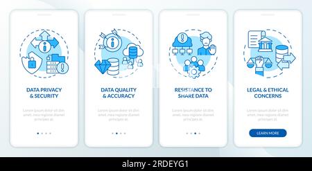 Concetto di democratizzazione dei dati con icone blu a linee sottili Illustrazione Vettoriale