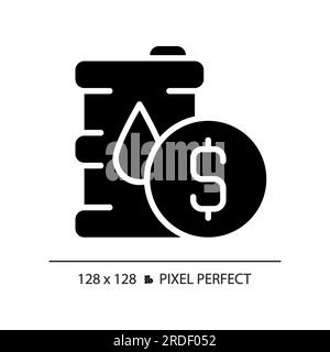 Icona a glifo nero del prezzo dell'olio Illustrazione Vettoriale