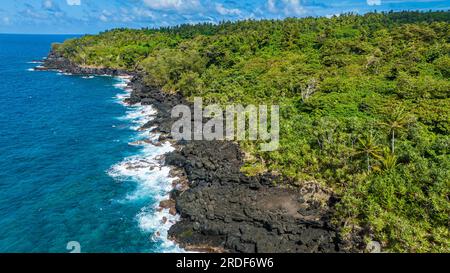 Aerea della costa vulcanica meridionale, Taveuni, Figi, Pacifico meridionale Foto Stock