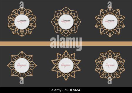 Mandala dorato con cercolo d'argento per Text Erea Illustrazione Vettoriale