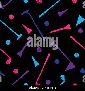 Golf senza cuciture. Golf club e palline da golf sfondo con schema di illustrazione vettoriale. Illustrazione Vettoriale