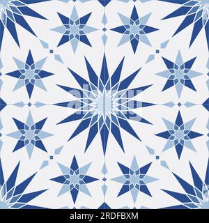 Stelle marocchine. Tessere a mosaico. Ornamento islamico. Sfondo di ripetizione vettoriale senza interruzioni. Illustrazione Vettoriale