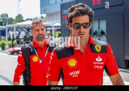 Budapest, Ungheria. 20 luglio 2023. HUNGARORING, UNGHERIA - 20 LUGLIO: Carlos Sainz, Ferrari SF-23 durante il Gran Premio d'Ungheria a Hungaroring giovedì 20 luglio 2023 a Mogyoród, Ungheria. (Foto di Michael Potts/BSR Agency) credito: BSR Agency/Alamy Live News Foto Stock