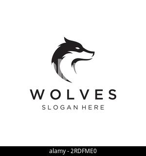 Night Wolf astratto Logo design semplice sfondo isolato.illustrazione vettoriale. Illustrazione Vettoriale