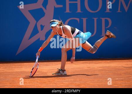 Bella, Francia. 20 luglio 2023. ALIZE CORNET dalla Francia in azione durante la Hopman Cup 2023, ITF World Mixed Team Championships il 20 luglio 2023 al Nice Lawn Tennis Club di Nizza, Francia (Credit Image: © Emilie Lohmann/ZUMA Press Wire/Alamy Live News) SOLO PER USO EDITORIALE! Non per USO commerciale! Foto Stock