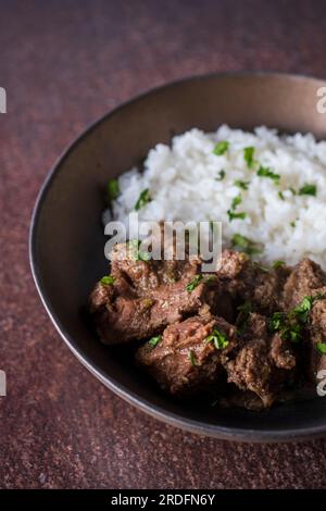 Korma di agnello con riso basmati Foto Stock