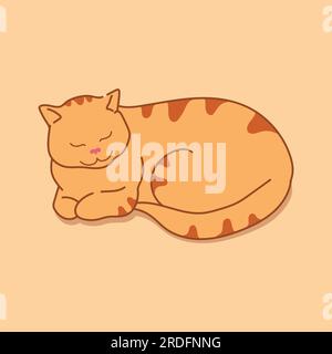 Zenzero dormiente in una posizione tranquilla. Un gatto rosso carino dorme. Illustrazione vettoriale Illustrazione Vettoriale