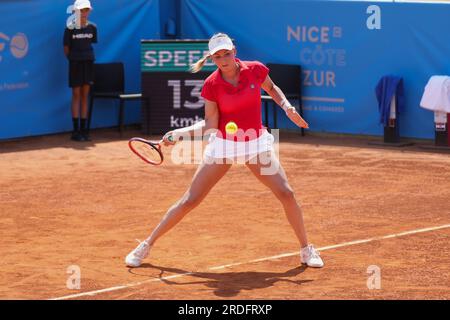 Nizza, Francia 20/07/2023, donna VEKIC di Croazia durante la Hopman Cup 2023, ITF World Mixed Team Championships il 20 luglio 2023 al Nice Lawn Tennis Club di Nizza, Francia Foto Stock