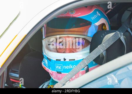 Estoril, Portogallo. 15 luglio 2023. Manuela Gostner pilota della Ferrari 488 EVO #193 all'Estoril Cicuit durante il Ferrari Challenge 2023 (Jose Salgueiro/SPP) credito: SPP Sport Press Photo. /Alamy Live News Foto Stock